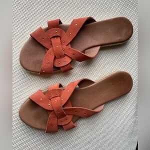 Picon Handmade in Spain Leather Slip On Espadrille Sandal Orange size 9